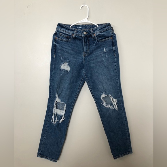 Old Navy dark blue ripped jeans. Size small. - Picture 1 of 6
